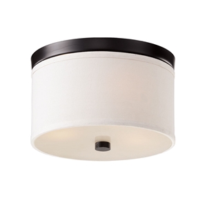 Braxton 10 Inch Ceiling Light - White Linen, Black Trim 
