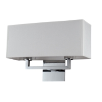 Prescott Double Wall Lamp - Off-White Linen, Polished Chrome Steel