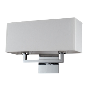 Prescott Double Wall Lamp - Off-White Linen, Polished Chrome Steel 