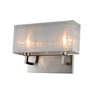 Prescott Double Wall Lamp - Silver Silk, Brushed Nickel 