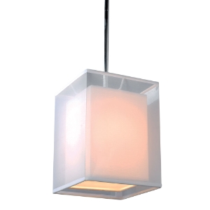 Phoenix Pendant Light - White Organza & Linen Shade, Square 