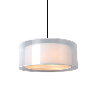 Phoenix 15 Inch Pendant Light - White Organza & Linen, Drum Shade 