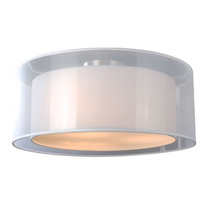 Phoenix 2 Light Ceiling Lamp - White Organza & Linen, Drum Shade 