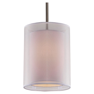 Phoenix 1 Light Pendant - White Shade, Brushed Nickel 