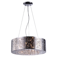 Royal 9-Light Round Pendant - Chrome, Crystals