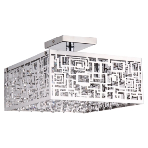 Metropolitan 4-Light Semi-Flush Pendant - Chrome, Crystals 