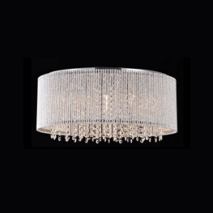 Crystalline Modern Flush Mount Chandelier - Chrome, Metal 