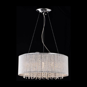 Crystalline Modern Round Chandelier - Chrome, Metal 
