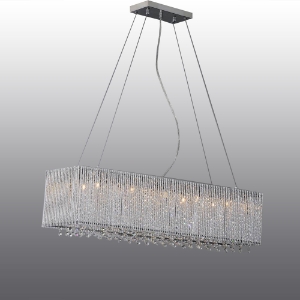 Crystalline Modern 10 Light Chandelier - Chrome, Metal 