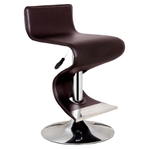 King Modern Bar Stool - Adjustable Height, Brown Leather Look 
