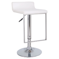 Spencer Bar Stool - White Leather Look, Adjustable Height, Swivel