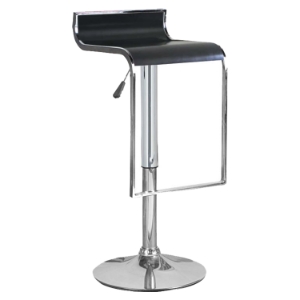 Hudson Bar Stool - Black Leather Look, Chrome, Adjustable Height, Swivel 