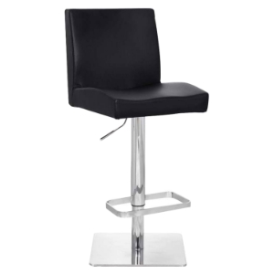 Chicago Bar Stool - Black Leather Look, Adjustable Height, Swivel 