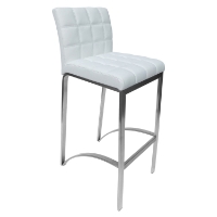 Lincoln Bar Stool - White Leather Look, Stainless Steel