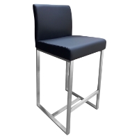 Stanton Bar Stool - Black Leather Look, Stainless Steel