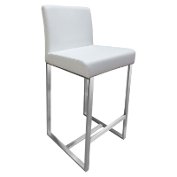 Stanton Bar Stool - White Leather Look, Stainless Steel