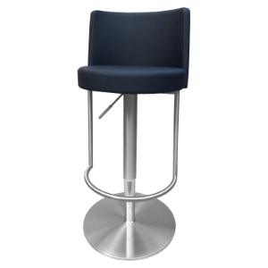 Bowery Bar Stool - Black Leather Look, Adjustable Height, Swivel 