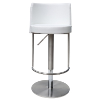 Bowery Bar Stool - White Leather Look, Adjustable Height, Swivel