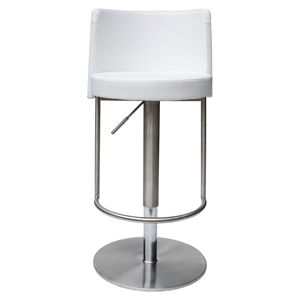 Bowery Bar Stool - White Leather Look, Adjustable Height, Swivel 