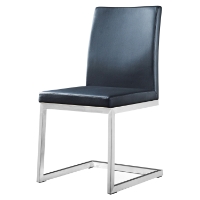 Manhattan Dining Chair - Black Leather Look, Stainless Steel