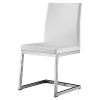 Manhattan Dining Chair - White Leather Look, Stainless Steel