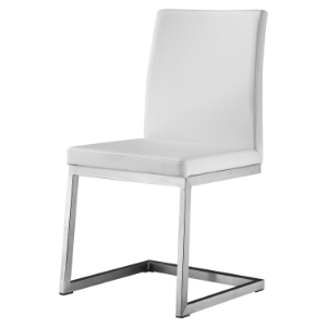 Manhattan Dining Chair - White Leather Look, Stainless Steel 