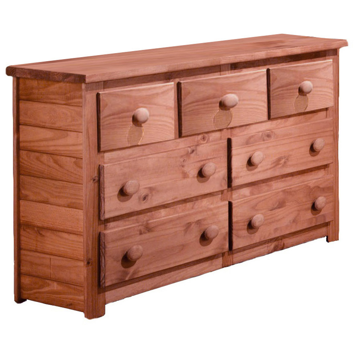 7-Drawer Dresser - Bead Board Sides, Mahogany Finish | DCG Stores