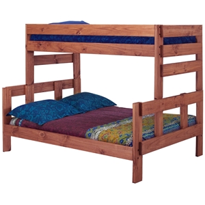 Twin Over Full Wooden Bunk Bed - Mahogany Finish 