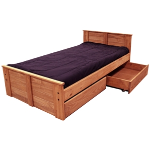 Twin Panel Bed - Under Bed Storage, Mahogany Finish 