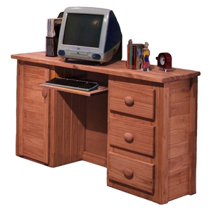3-Drawer Computer Desk - Cabinet, Keyboard Tray, Mahogany 