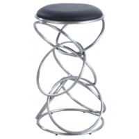 Interlocking Multi-Ring Counter Stool - Black, Brushed Stainless Steel