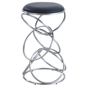 Interlocking Multi-Ring Counter Stool - Black, Brushed Stainless Steel 