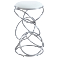 Interlocking Multi-Ring Counter Stool - White, Brushed Stainless Steel