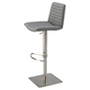 Adjustment Height Stool - Ribbed Back, Gray Seat, Brushed Stainless Steel - CI-0572-AS-GRY