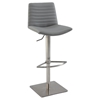 Adjustment Height Stool - Ribbed Back, Gray Seat, Brushed Stainless Steel - CI-0572-AS-GRY