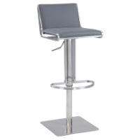 Pneumatic Stool - Slanted Backrest, Gray, Brushed Stainless Steel Base