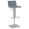 Pneumatic Stool - Slanted Backrest, Gray, Brushed Stainless Steel Base - CI-0896-AS-GRY