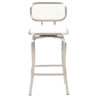 Swivel Bar Stool - White, Brushed Stainless Steel Base