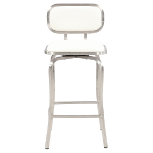 Swivel Bar Stool - White, Brushed Stainless Steel Base 