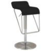 Swivel Stool - Low Back, Black Seat, Brushed Stainless Steel Base 