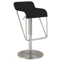 Swivel Stool - Low Back, Black Seat, Brushed Stainless Steel Base