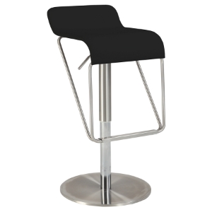 Swivel Stool - Low Back, Black Seat, Brushed Stainless Steel Base 