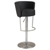 Swivel Stool - Bucket Seat style, Black Seat, Brushed Stainless Steel Base - CI-1640-AS-BLK