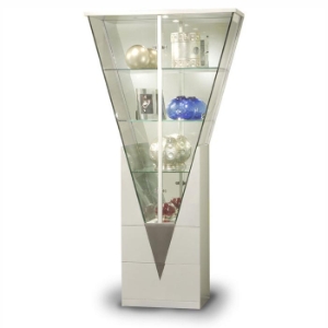 Eurydice V-Shaped Curio with Mirrored Interior 