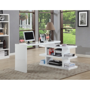 Office Desk - Shelves, White 