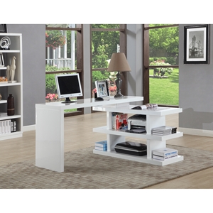 Office Desk - Shelves, White 