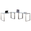3 Pieces Computer Desk - Glass Top, Stainless Steel Base - CI-6931-DSK-3PC