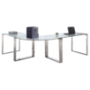3 Pieces Computer Desk - Glass Top, Stainless Steel Base - CI-6931-DSK-3PC