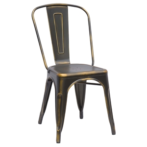 Vintage Galvanized Steel Side Chair - Antique Copper (Set of 4) 