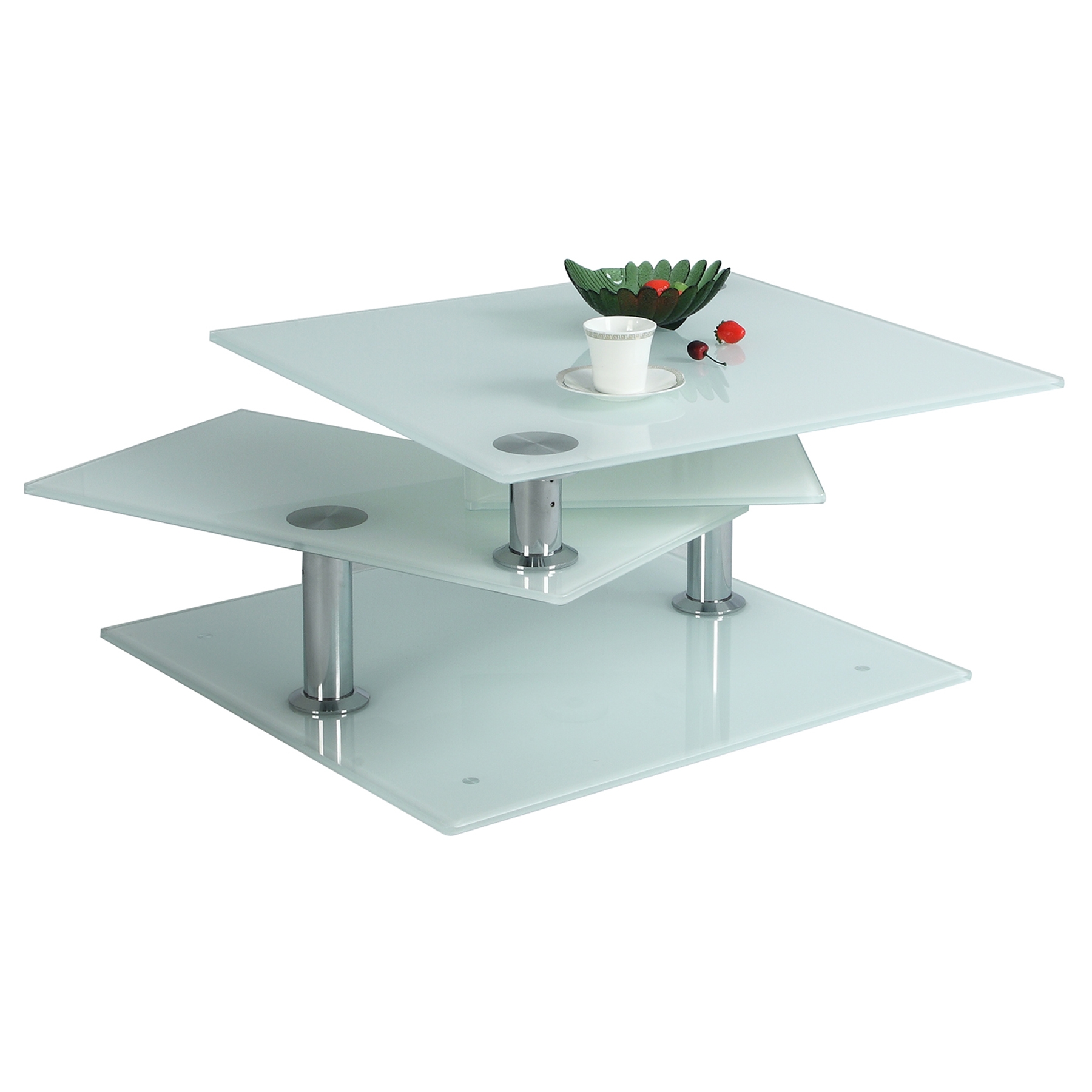 Motion Cocktail Table - White Starphire | DCG Stores